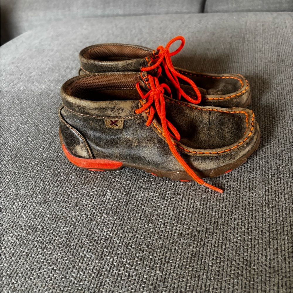 Twisted X Kids Brown Moccasins with orange Accents